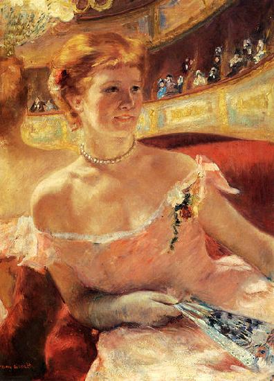 Mary Cassatt Woman with a Pearl Necklace in a Loge oil painting picture